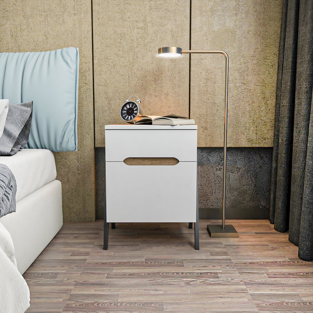 Neva Night Stand - Walnut White Black. Picture 3