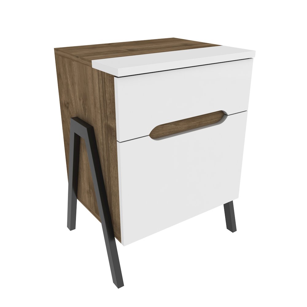 Neva Night Stand - Walnut White Black. Picture 1