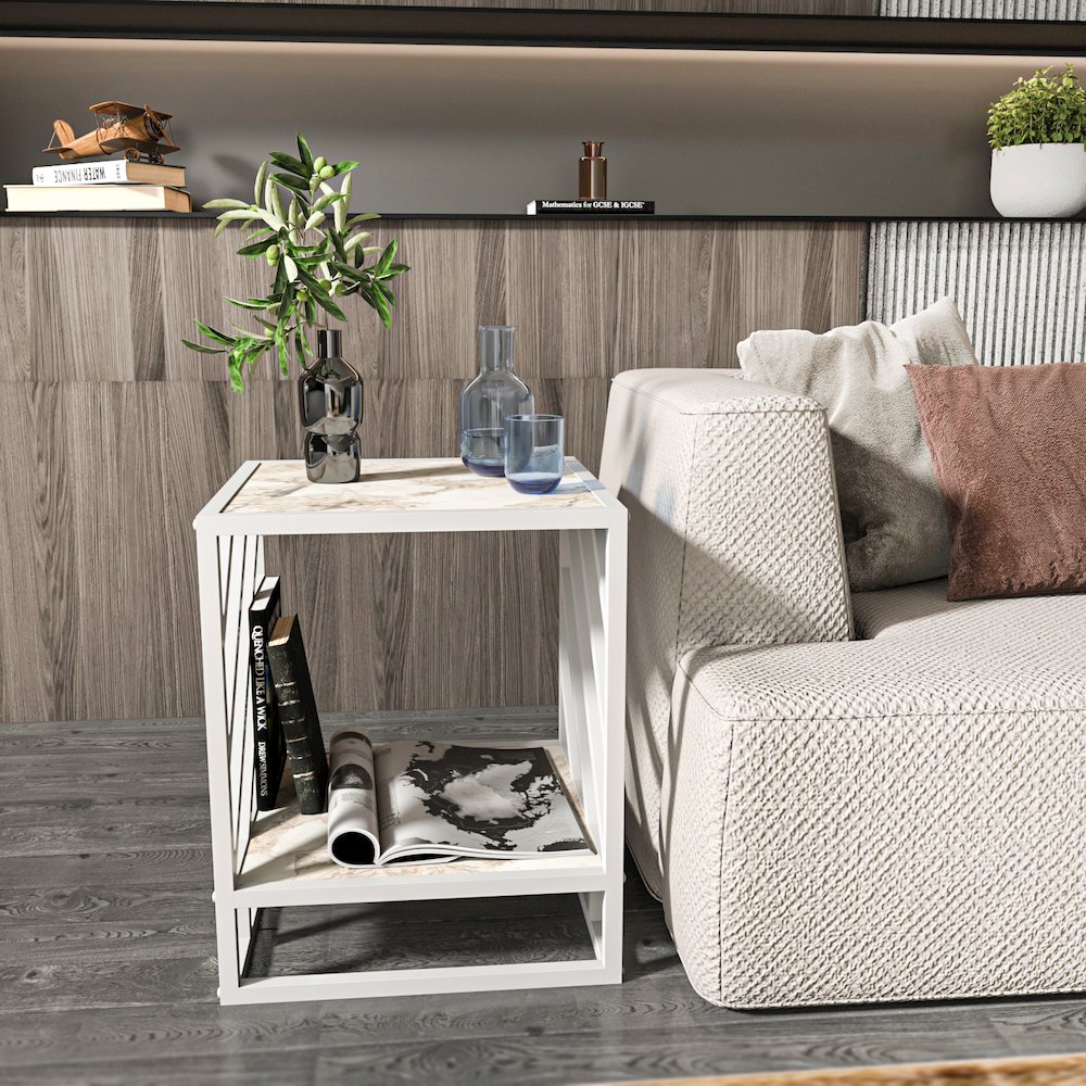 Norm Side Table - Ephesus White. Picture 3