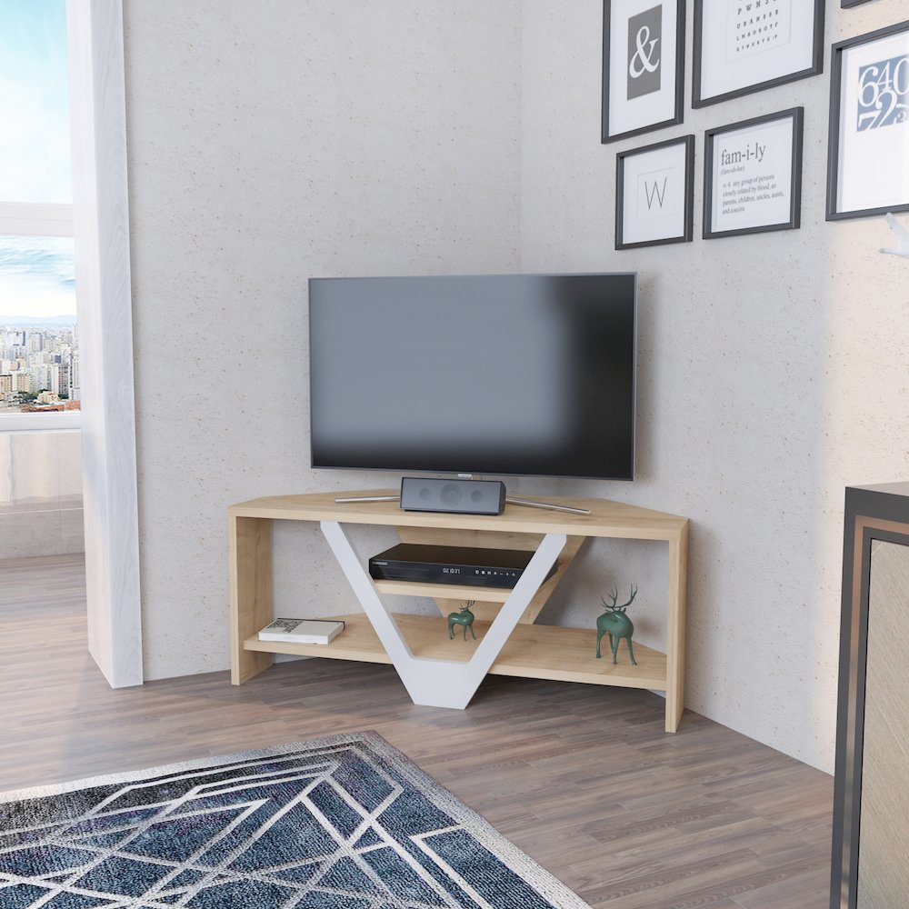 Karin Tv Stand - Sapphire Oak White. Picture 4