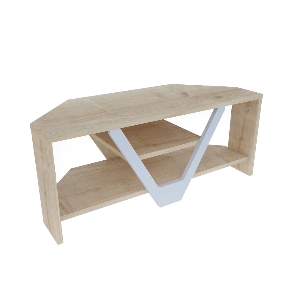 Karin Tv Stand - Sapphire Oak White. Picture 1