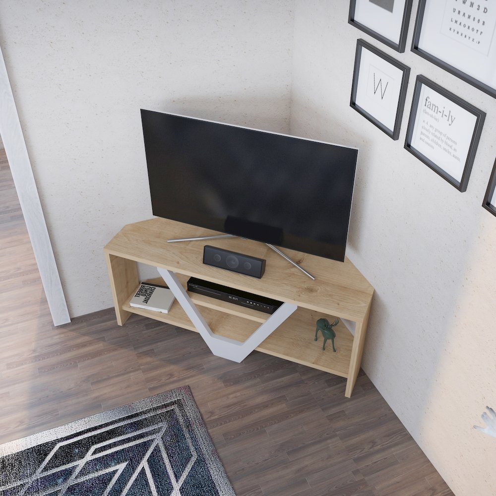 Karin Tv Stand - Sapphire Oak White. Picture 5