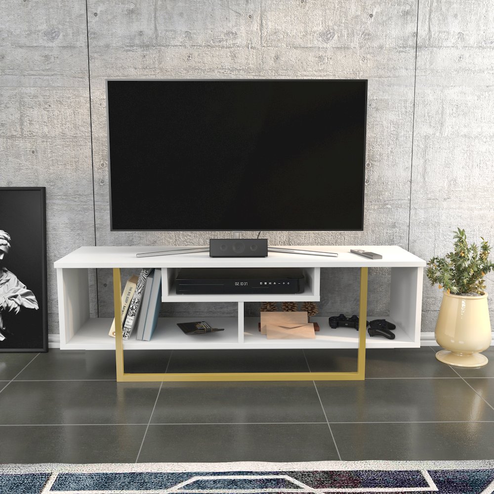 Asal 47" Tv Stand - White Gold. Picture 3