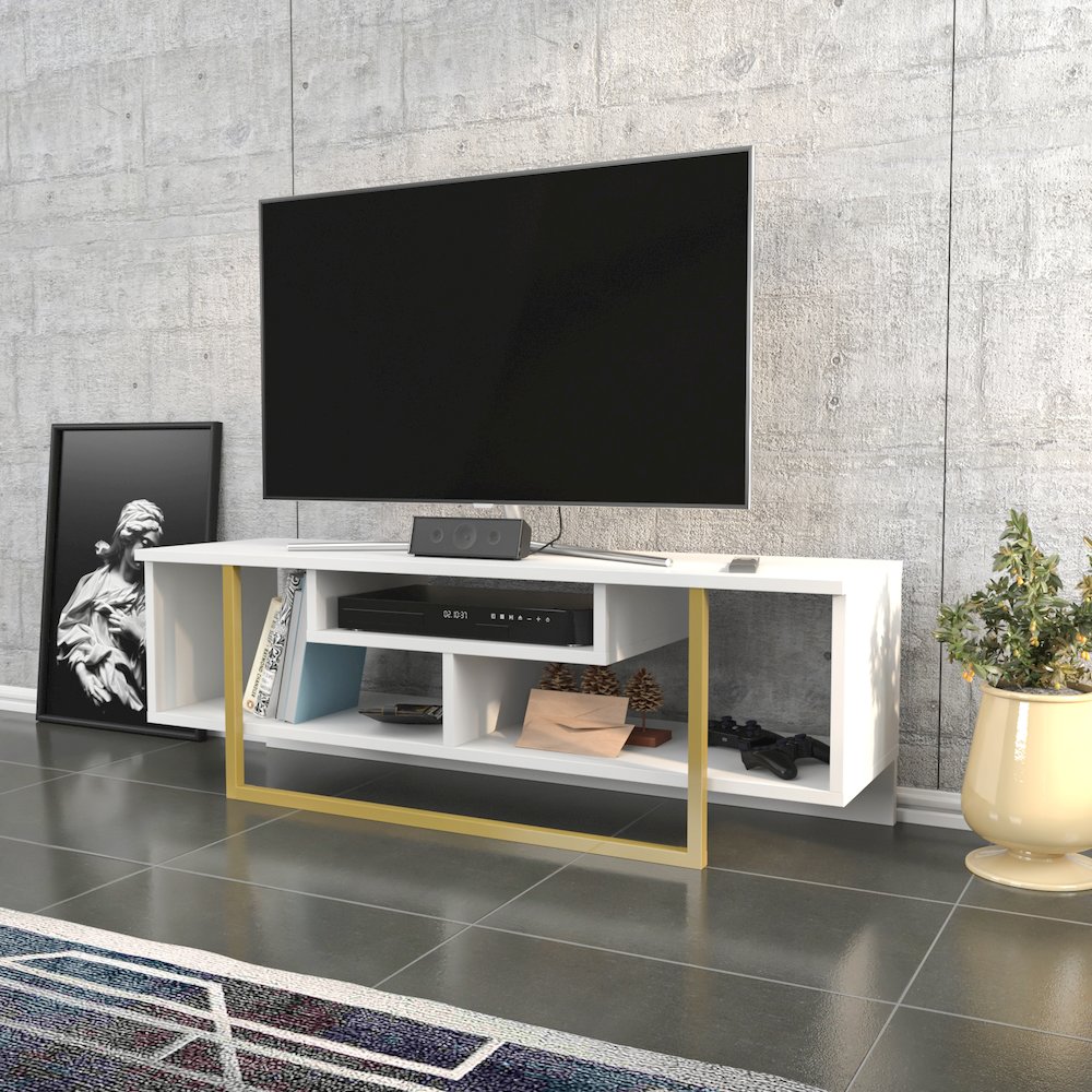 Asal 47" Tv Stand - White Gold. Picture 4