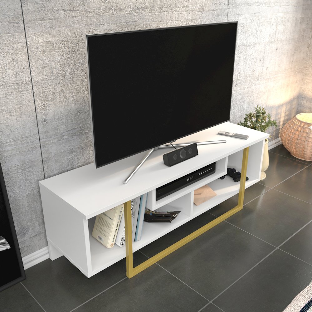 Asal 47" Tv Stand - White Gold. Picture 5