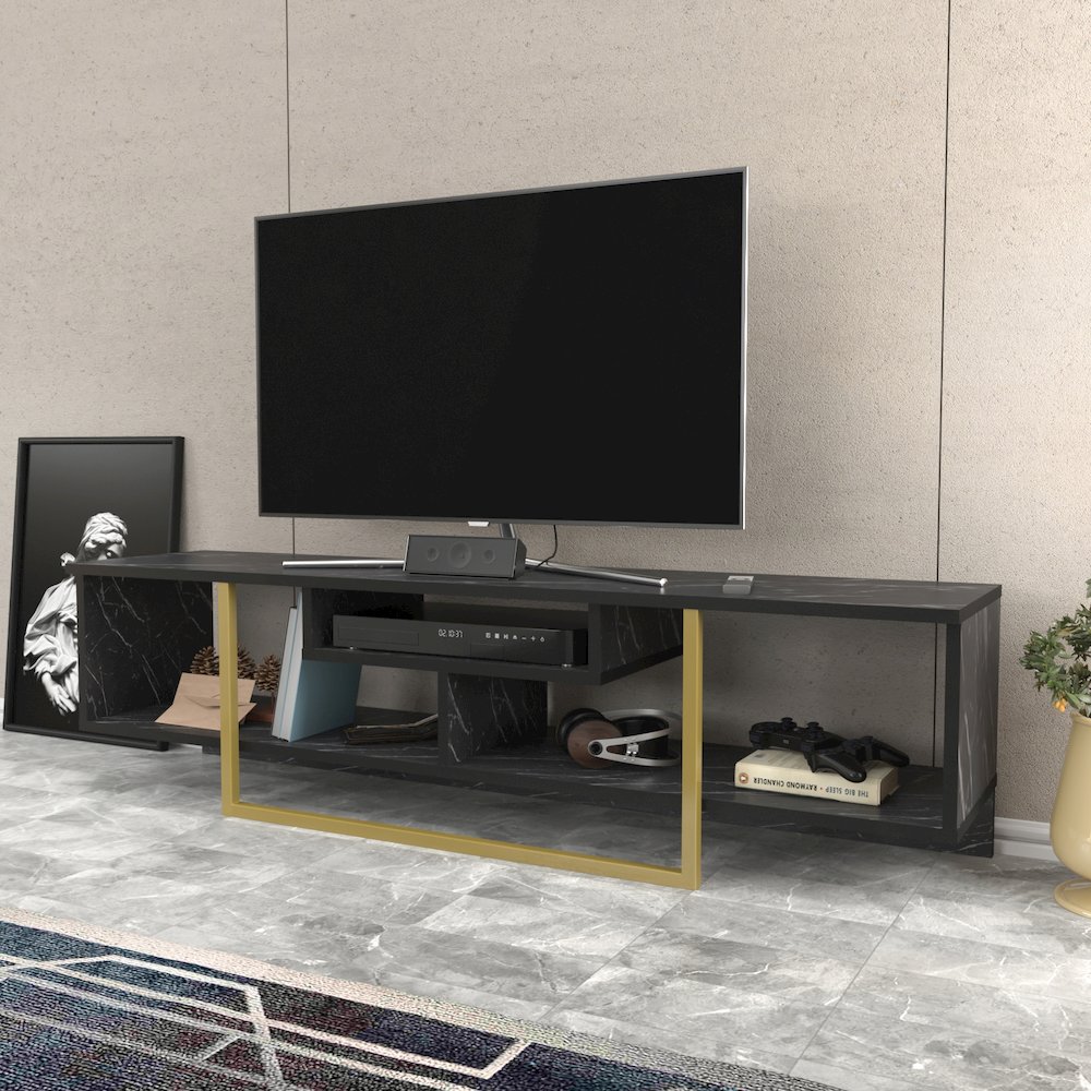 Asal 59" Tv Stand - Bendire Gold. Picture 4