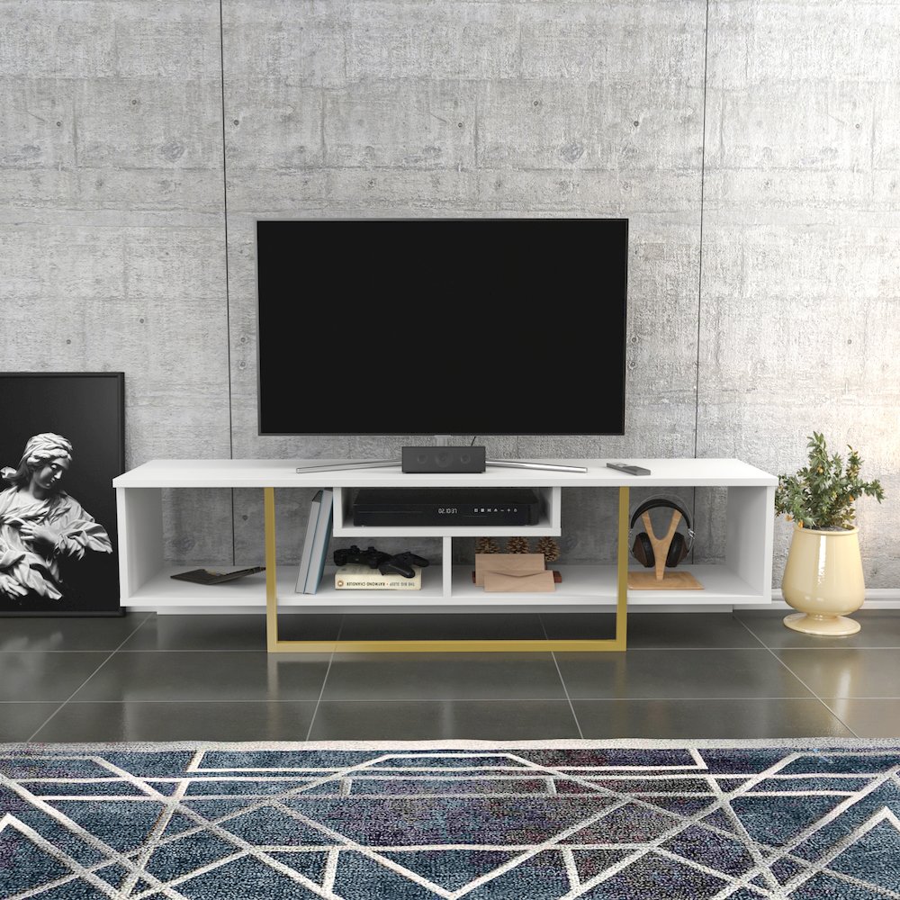 Asal 59" Tv Stand - White Gold. Picture 3