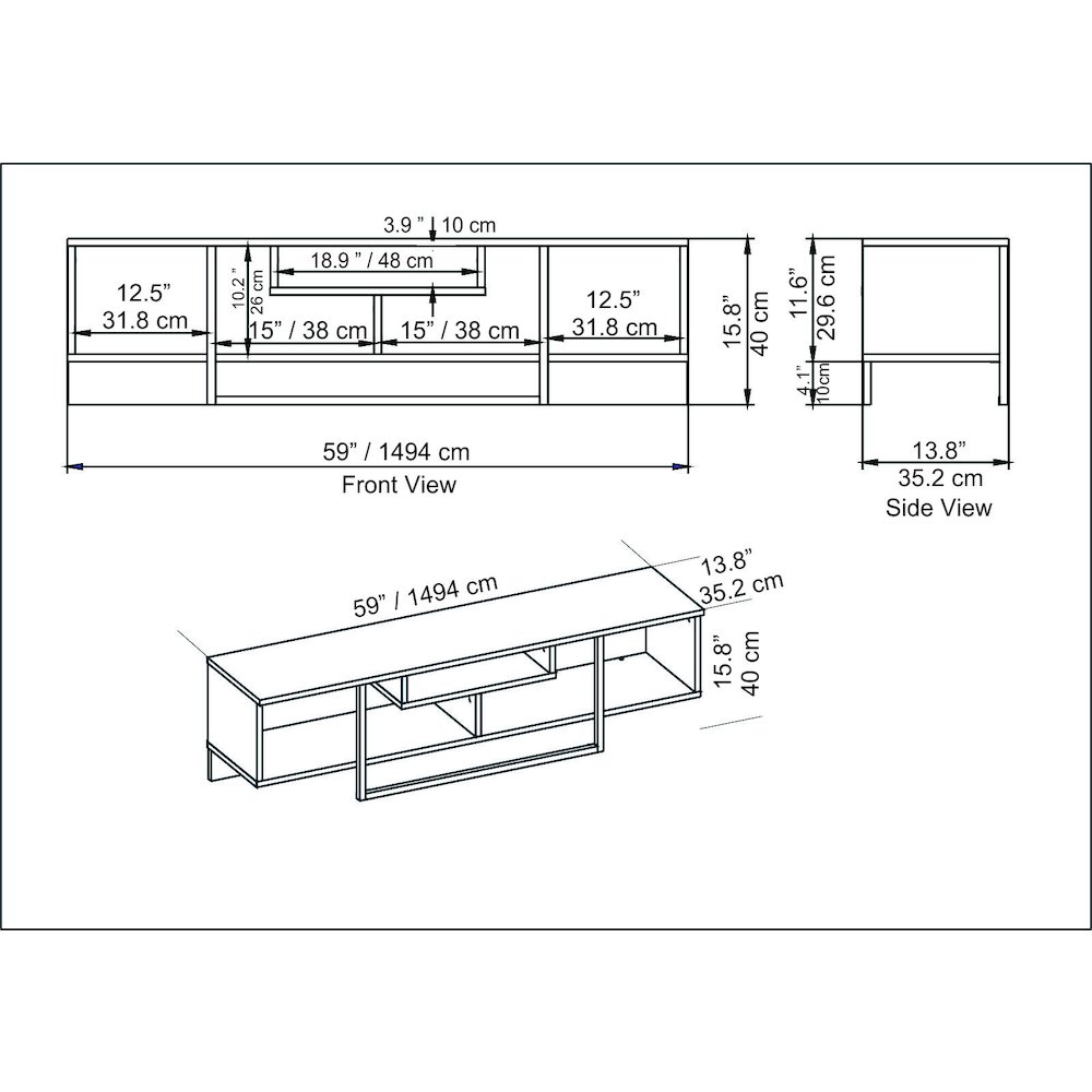 Asal 59" Tv Stand - White Gold. Picture 6