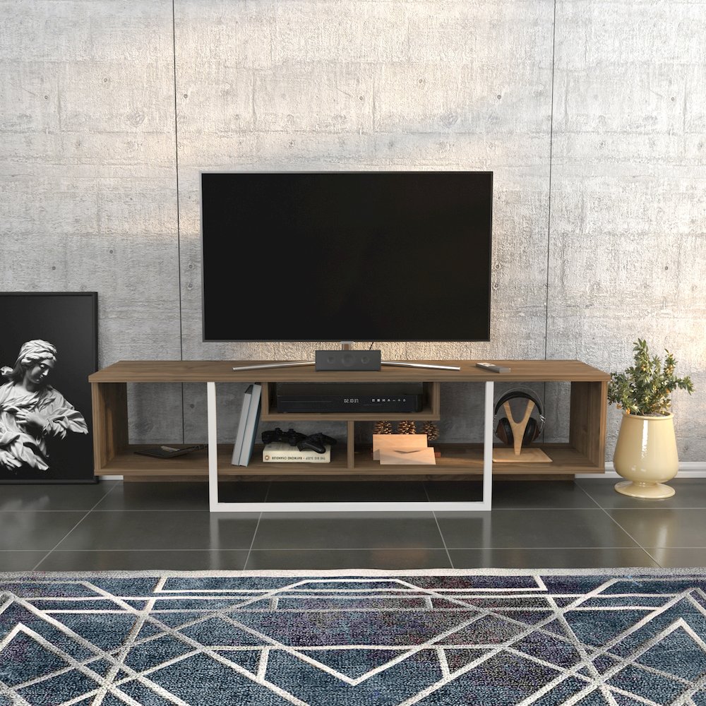 Asal 59" Tv Stand - Walnut White. Picture 3