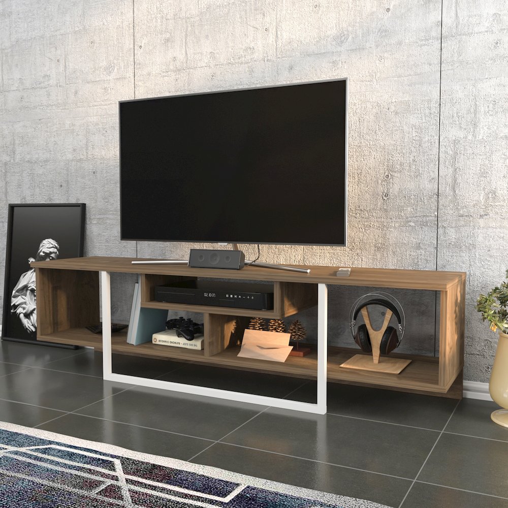 Asal 59" Tv Stand - Walnut White. Picture 4