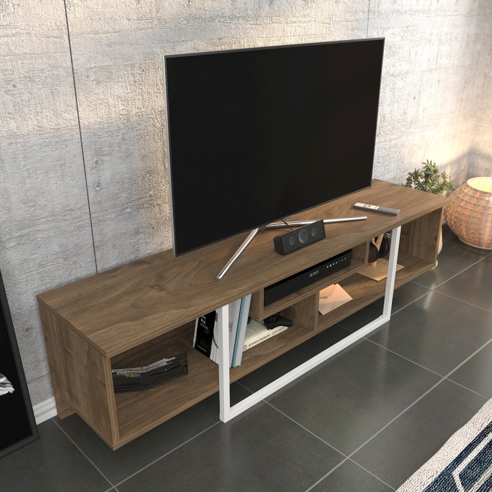 Asal 59" Tv Stand - Walnut White. Picture 5