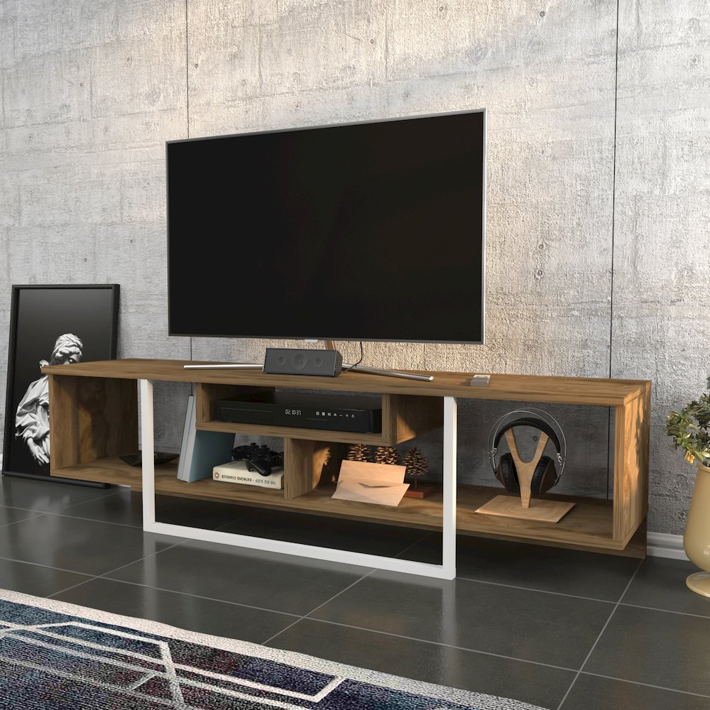 Asal 59" Tv Stand - Oud Oak White. Picture 4