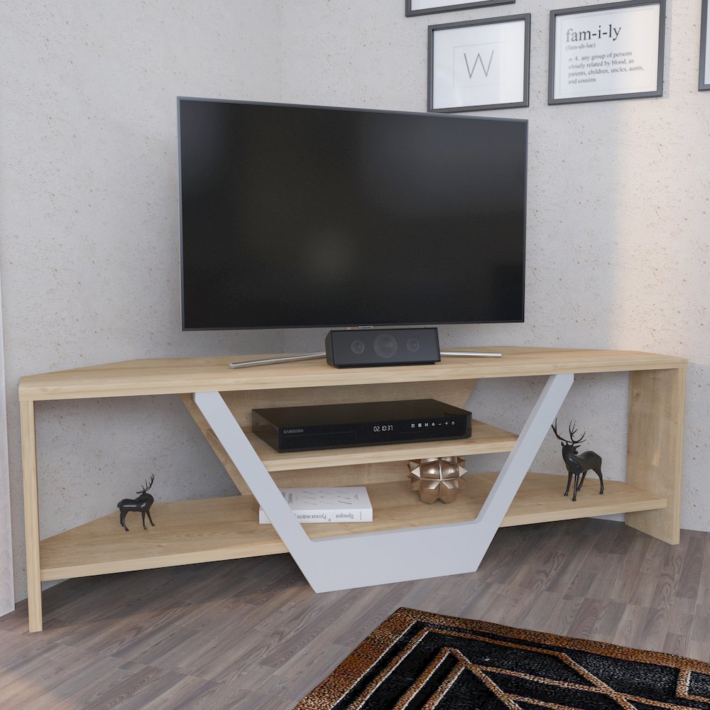 Sares Tv Stand - Sapphire Oak White. Picture 3
