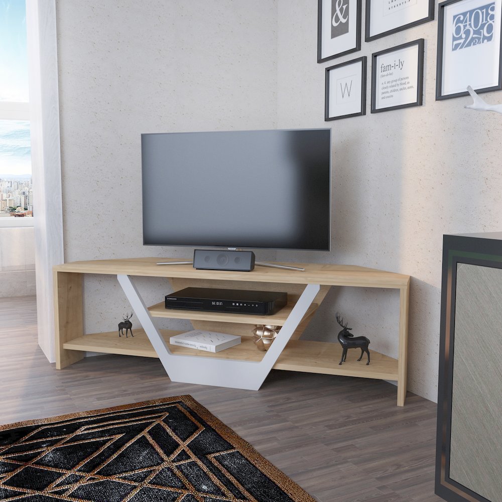 Sares Tv Stand - Sapphire Oak White. Picture 4