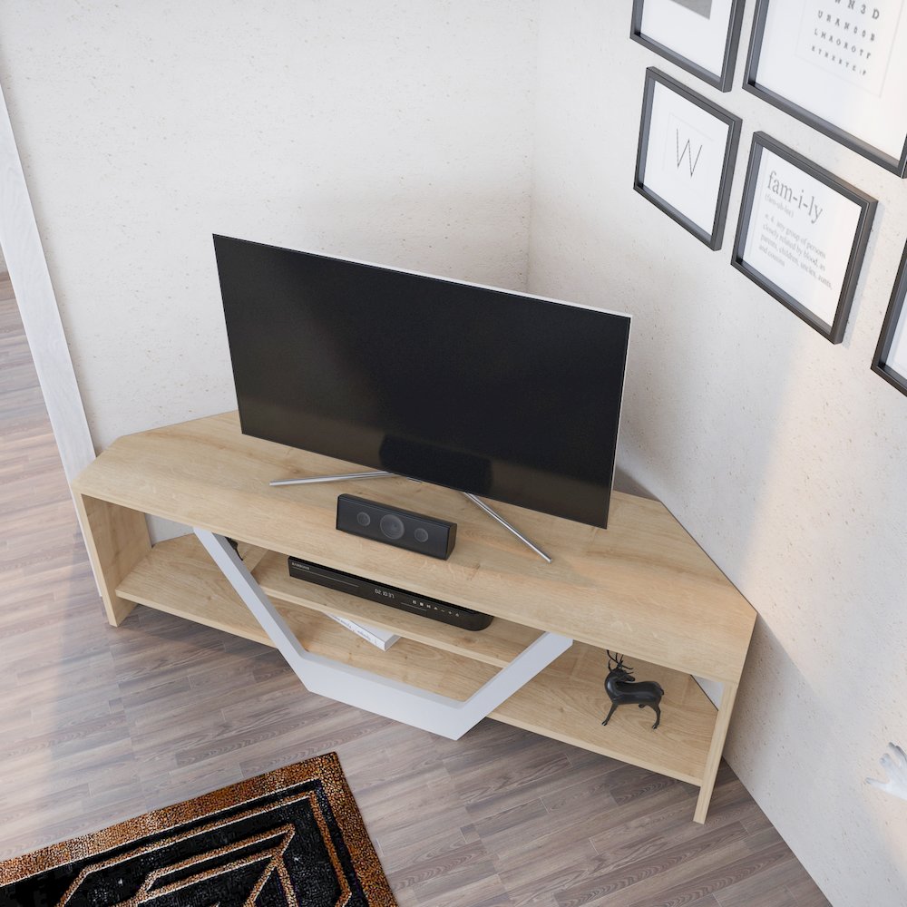 Sares Tv Stand - Sapphire Oak White. Picture 5