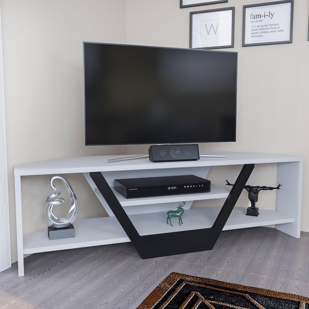 Sares Tv Stand - White Black. Picture 3