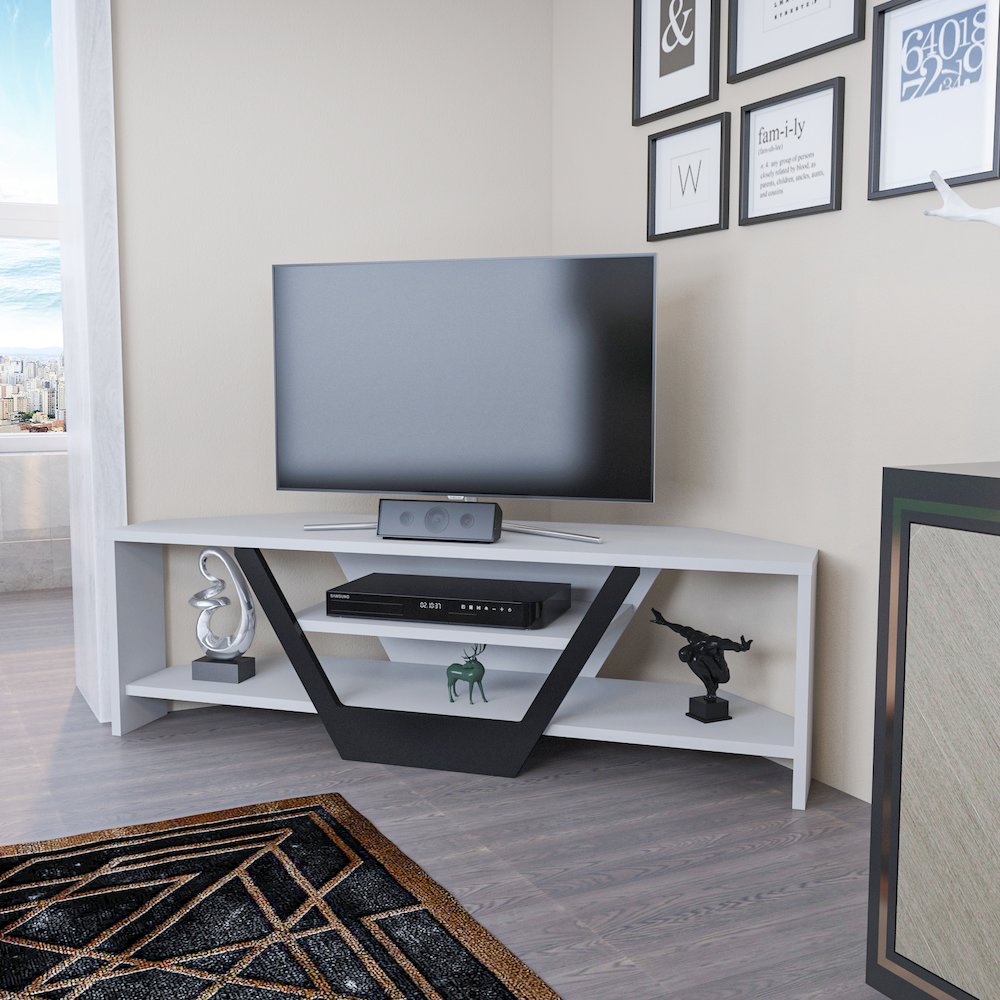 Sares Tv Stand - White Black. Picture 4
