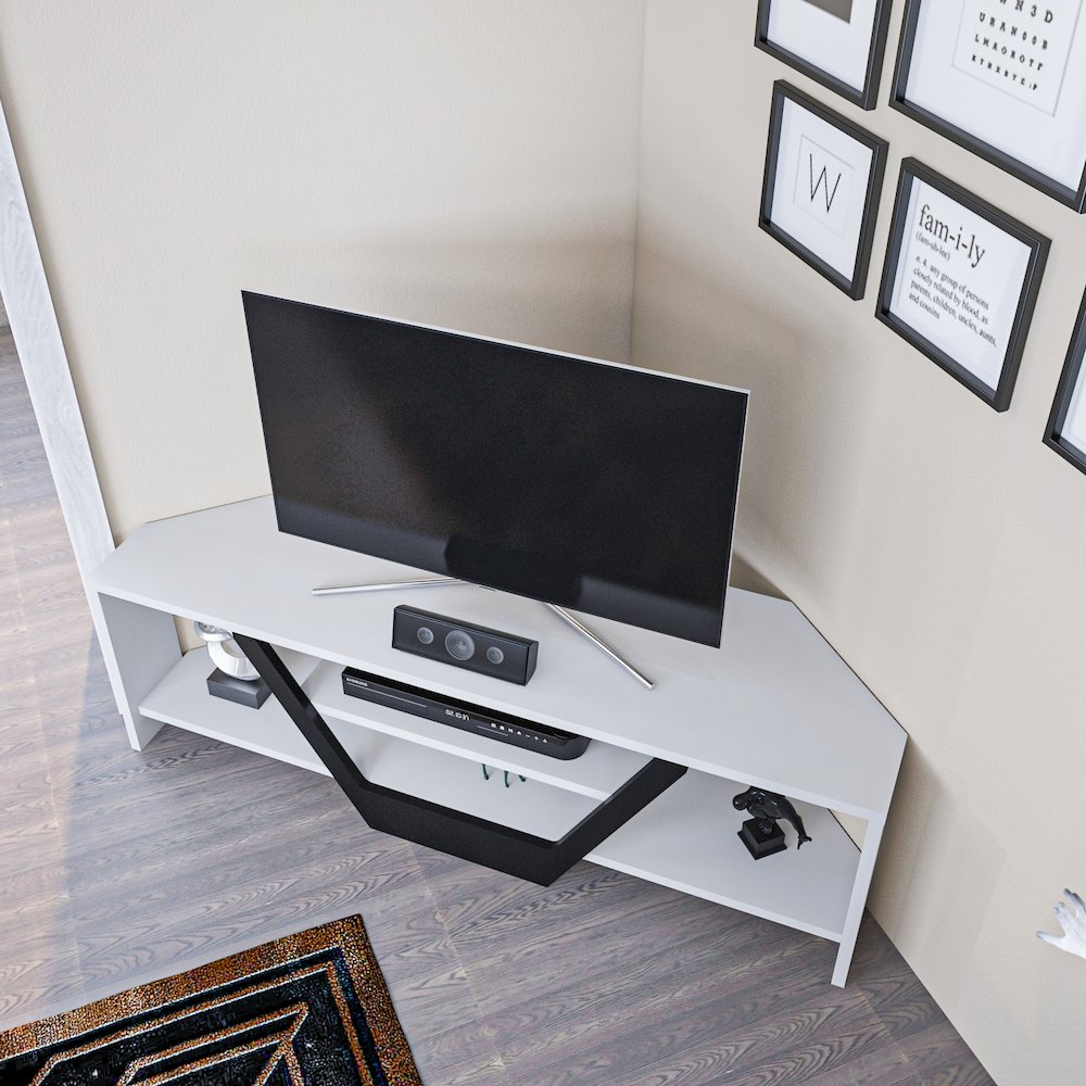 Sares Tv Stand - White Black. Picture 5