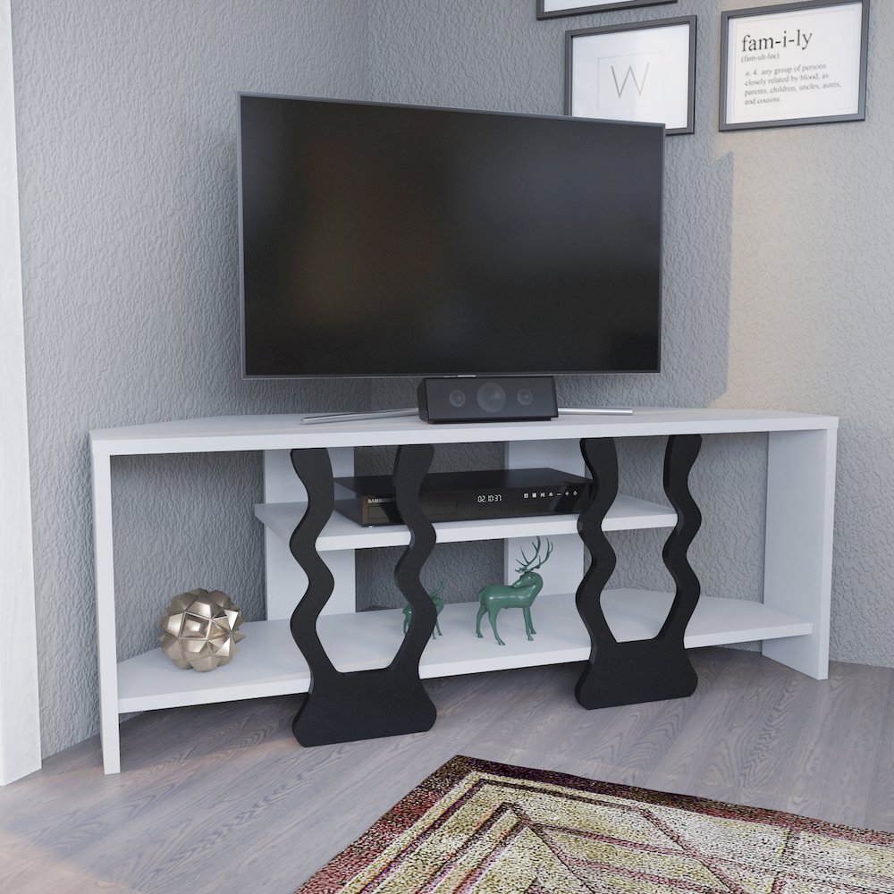 Firal Tv Stand - White Black. Picture 3