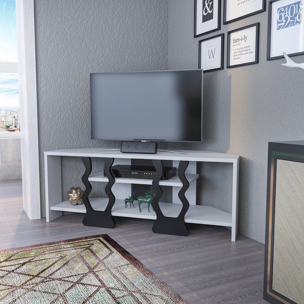 Firal Tv Stand - White Black. Picture 4
