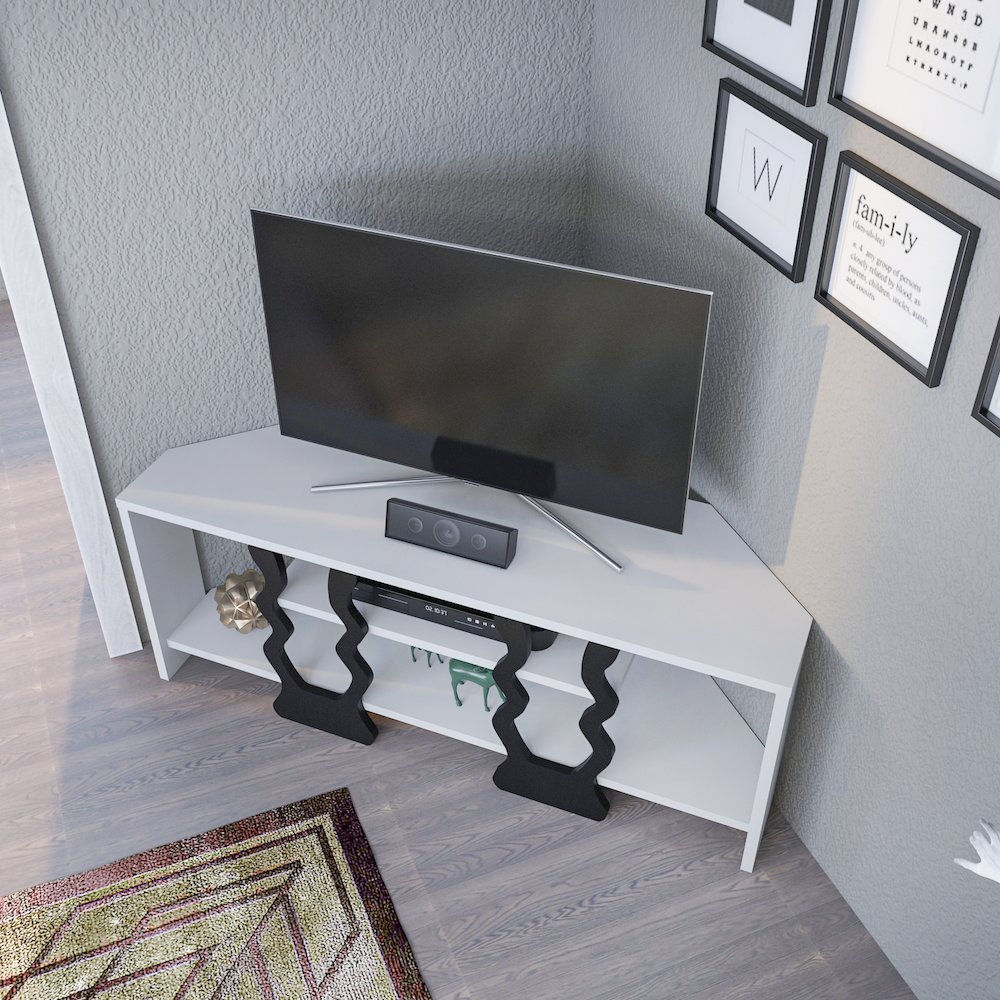 Firal Tv Stand - White Black. Picture 5