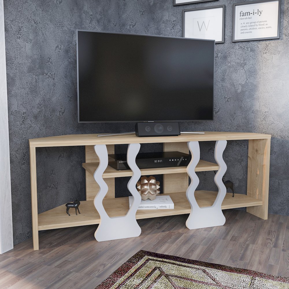 Firal Tv Stand - Sapphire Oak White. Picture 3