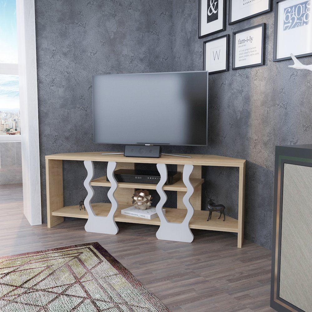Firal Tv Stand - Sapphire Oak White. Picture 4