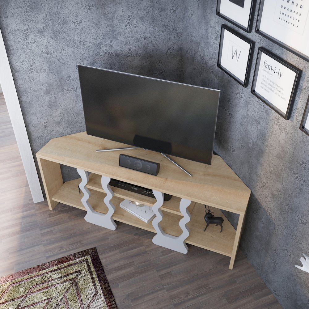 Firal Tv Stand - Sapphire Oak White. Picture 5
