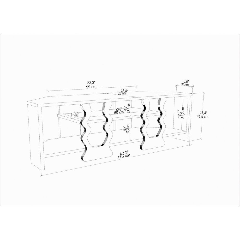 Firal Tv Stand - Sapphire Oak White. Picture 6