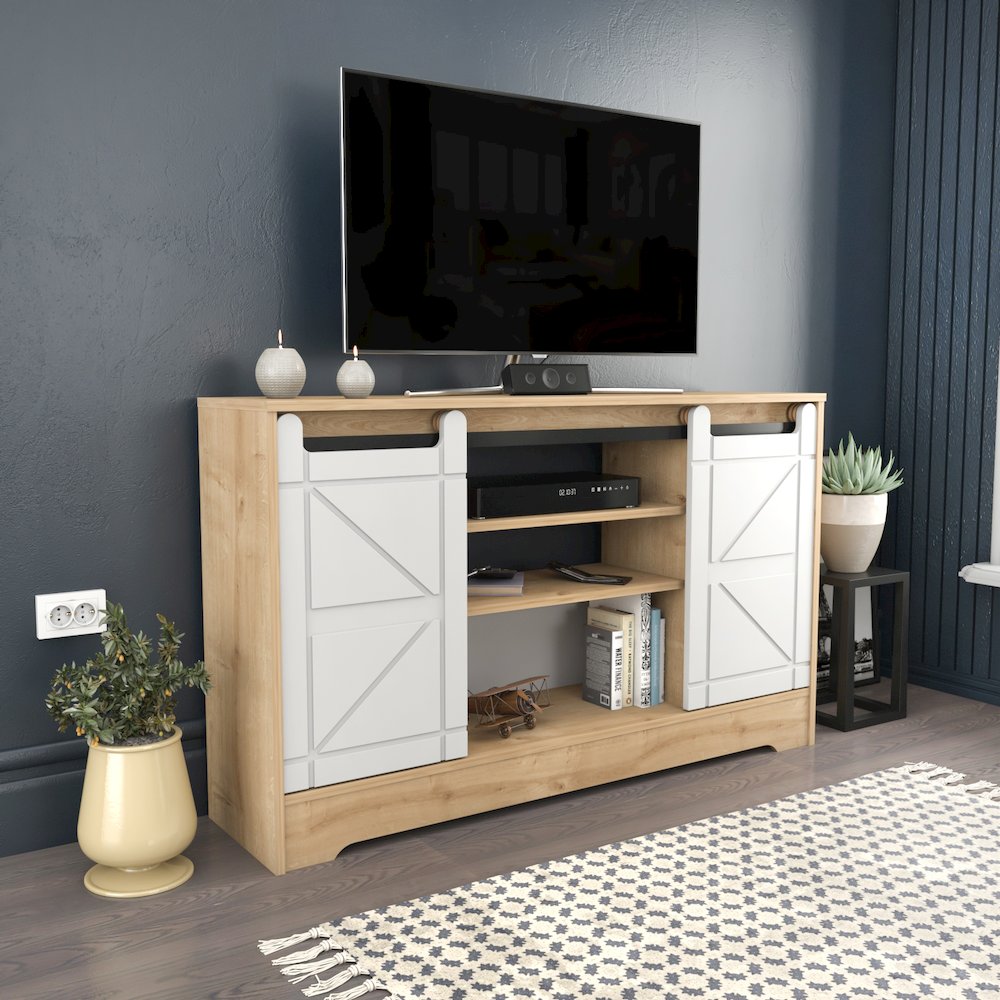 Ahris Tv Stand - Sapphire Oak White. Picture 3