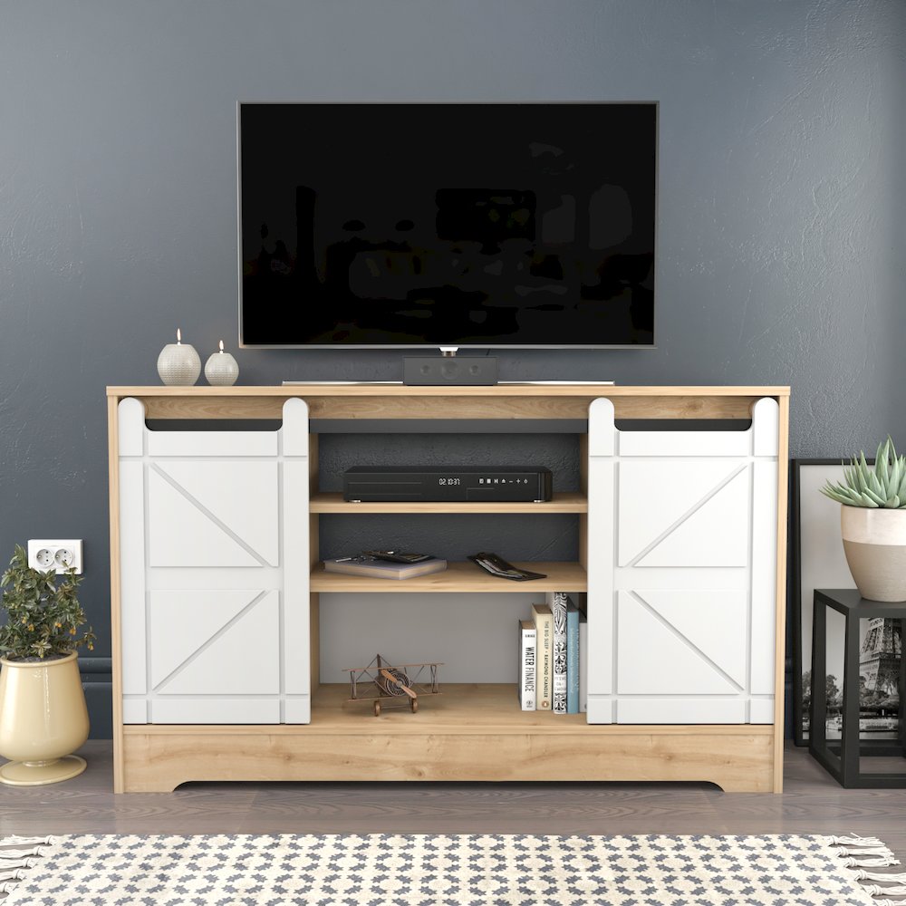Ahris Tv Stand - Sapphire Oak White. Picture 4