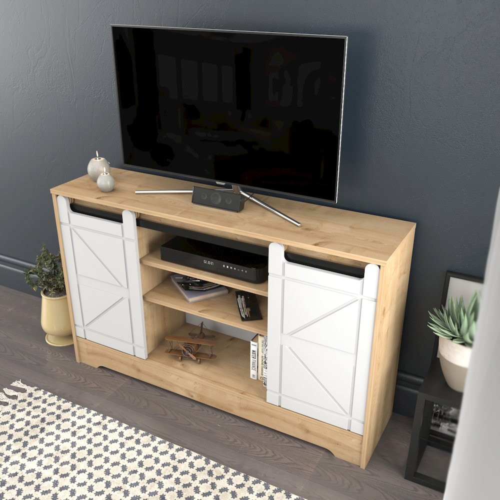 Ahris Tv Stand - Sapphire Oak White. Picture 5