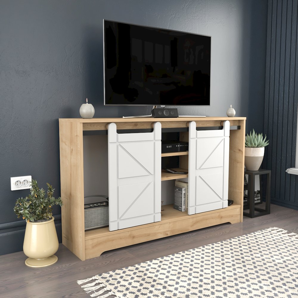 Ahris Tv Stand - Sapphire Oak White. Picture 6
