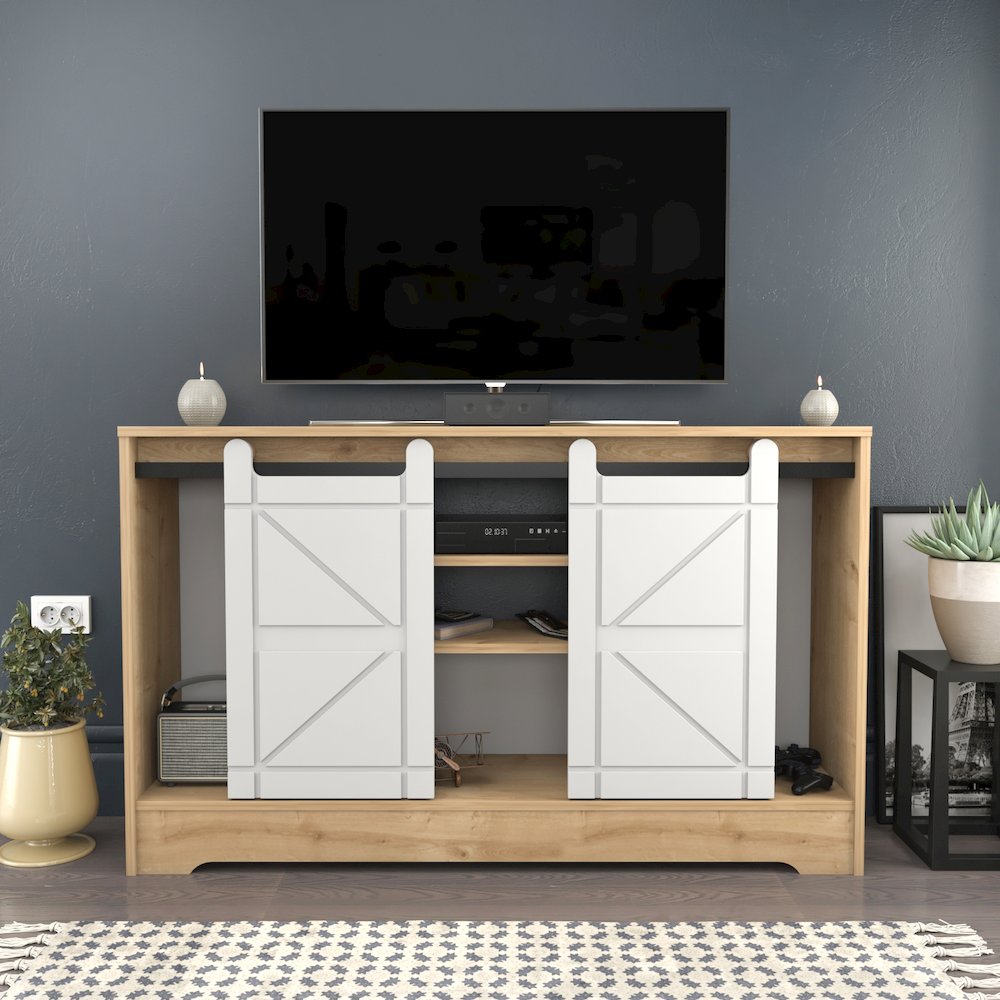Ahris Tv Stand - Sapphire Oak White. Picture 7