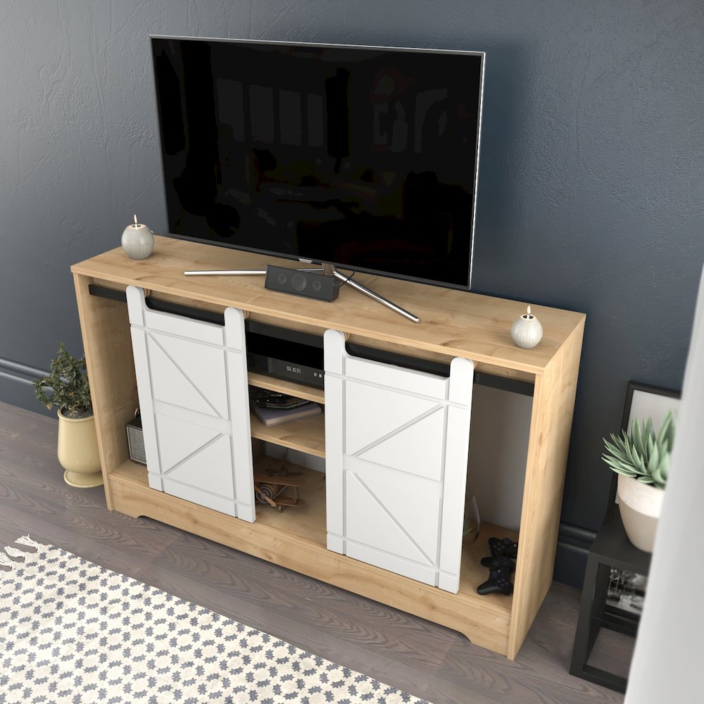 Ahris Tv Stand - Sapphire Oak White. Picture 8