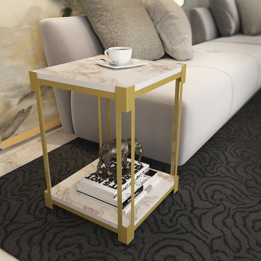 Zenas Side End Table - Ephesus Gold. Picture 3