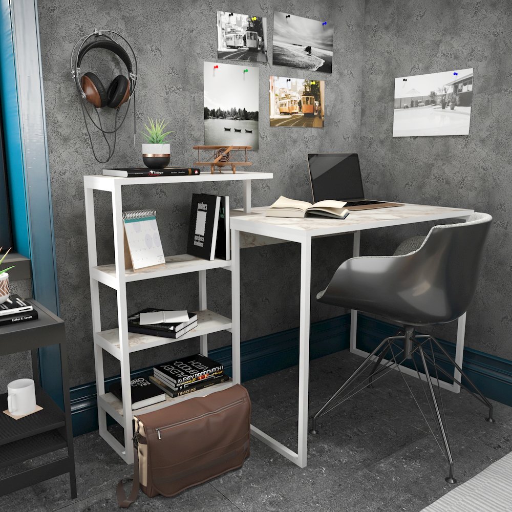 Rino Computer Desk - Ephesus White. Picture 4