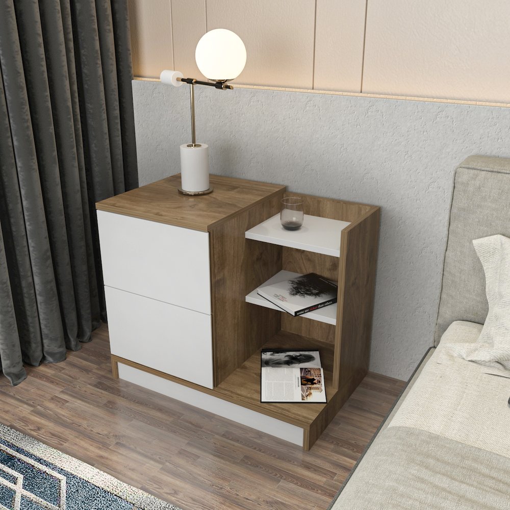 Rena Nightstand White Walnut. Picture 3