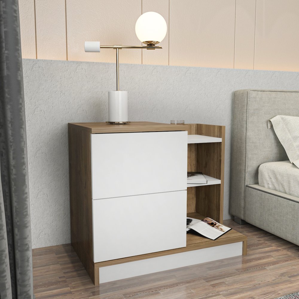 Rena Nightstand White Walnut. Picture 4