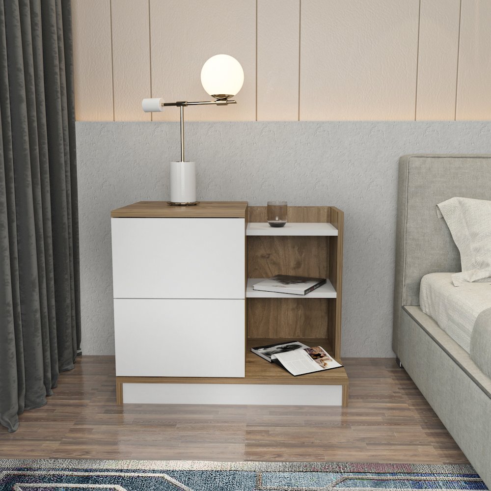 Rena Nightstand White Walnut. Picture 6