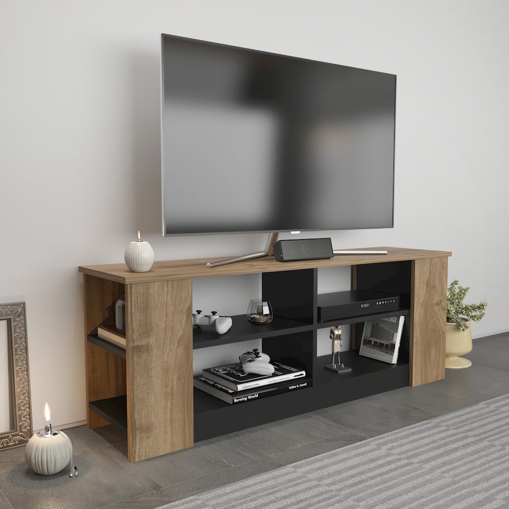 Space Tv Stand Walnut Black. Picture 3