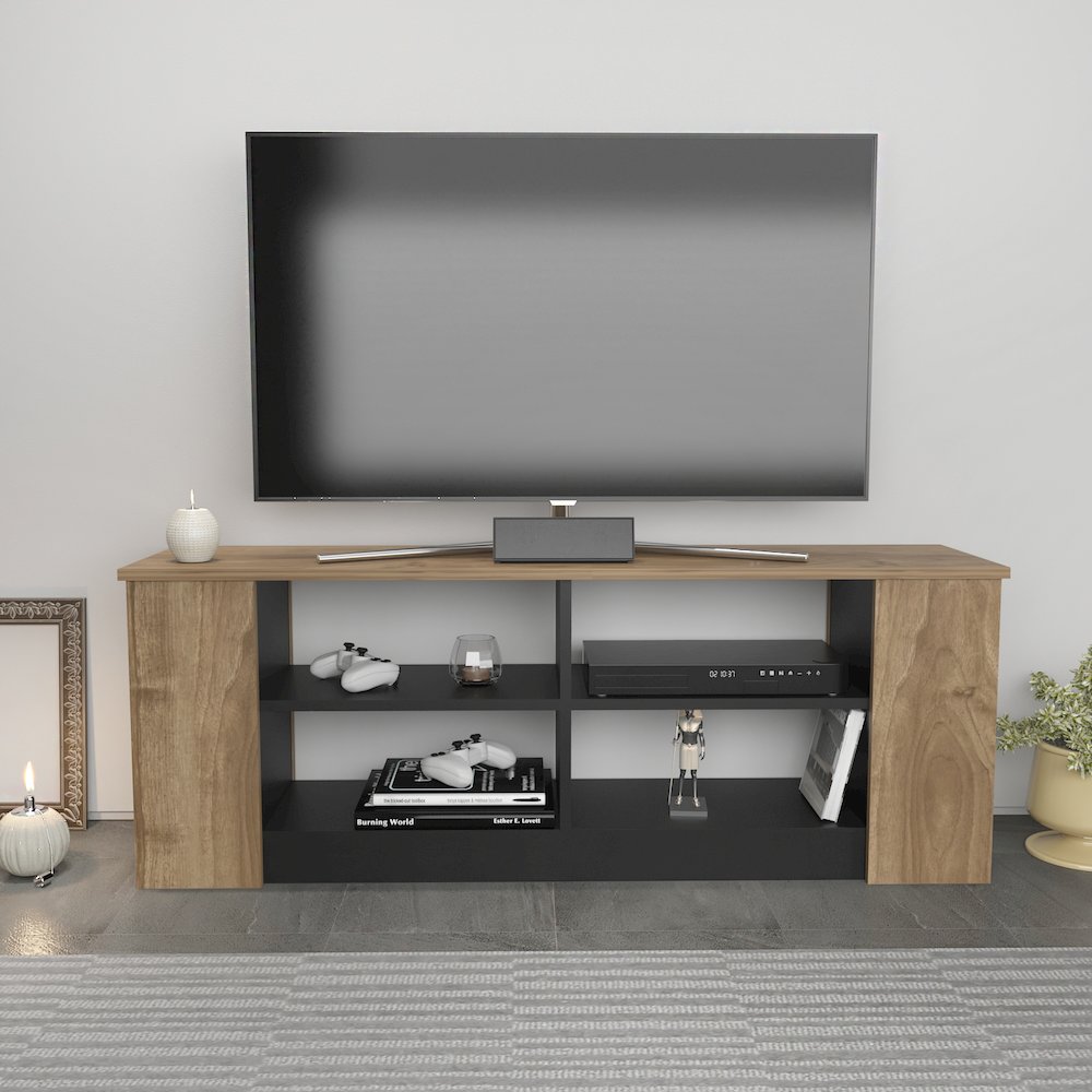 Space Tv Stand Walnut Black. Picture 4