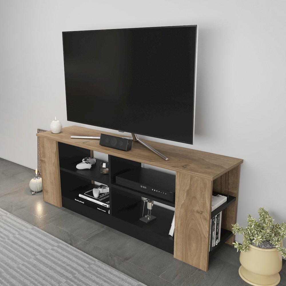Space Tv Stand Walnut Black. Picture 5
