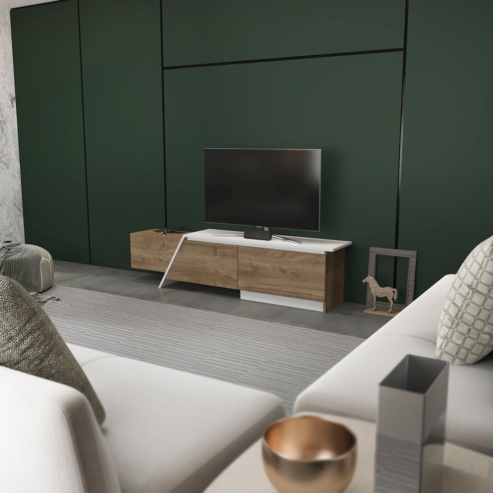 Zonas Tv Stand Walnut White. Picture 6