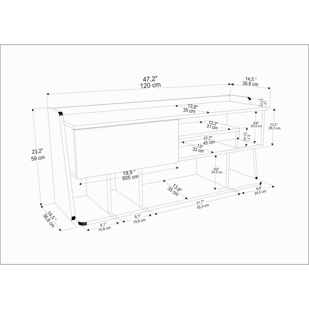 Raca Tv Stand Oud Oak White. Picture 6