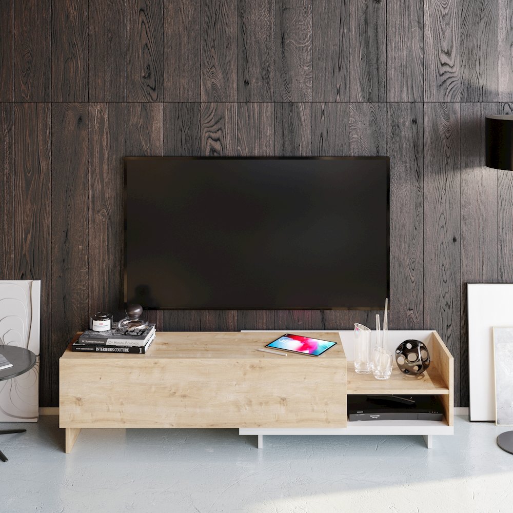 Parion Tv Stand White Sapphire Oak. Picture 2