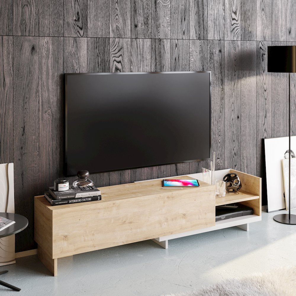 Parion Tv Stand White Sapphire Oak. Picture 3