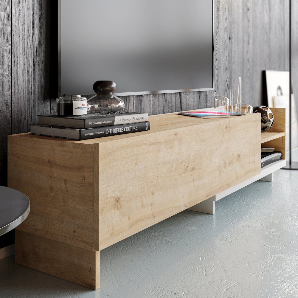 Parion Tv Stand White Sapphire Oak. Picture 4
