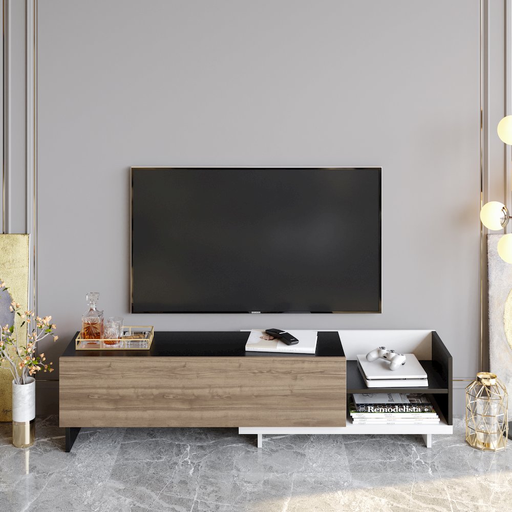 Parion Tv Stand Black White Walnut. Picture 2