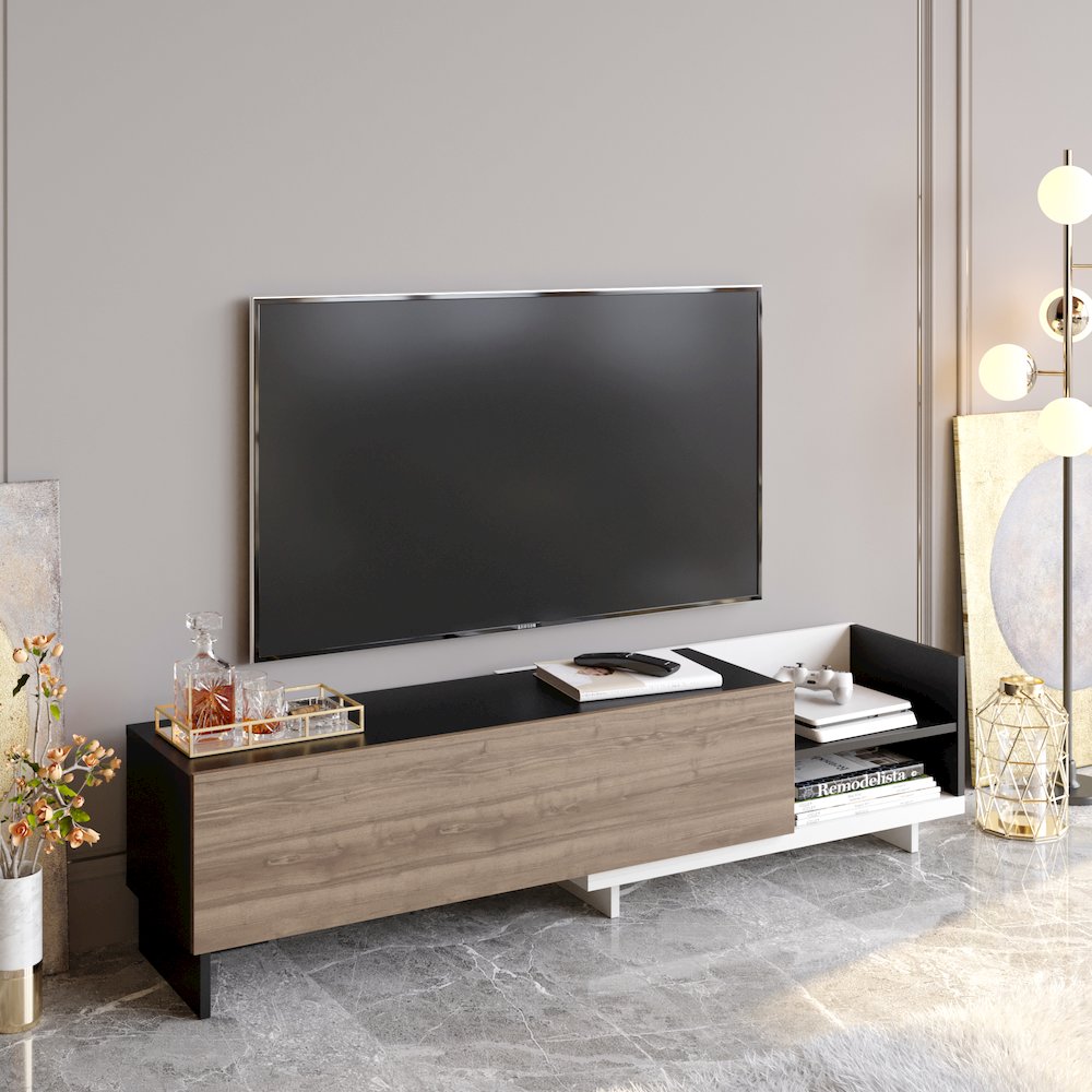 Parion Tv Stand Black White Walnut. Picture 3